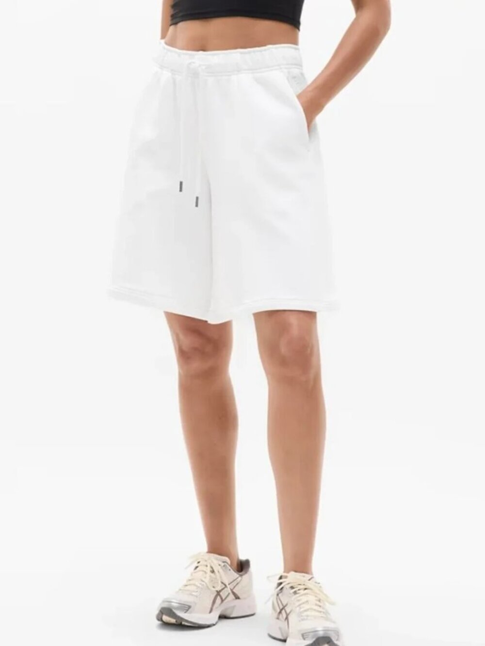 NEW Athleta Bright White Heavyweight Terry Mid Rise Bermuda 10" Shorts Workout - Picture 3 of 11